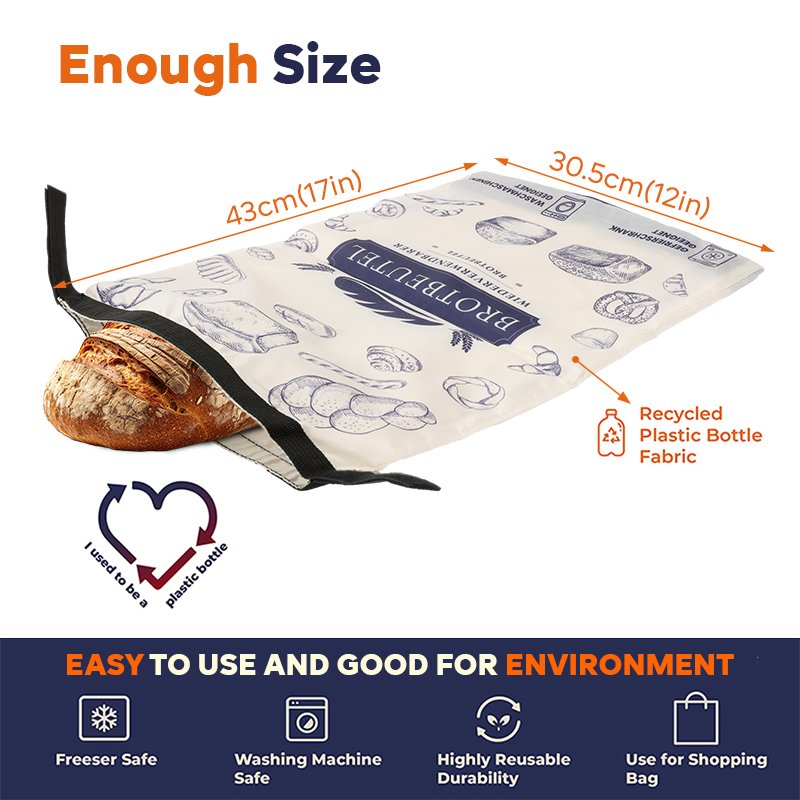 Wholesale 2 Pack Fresh Keeping Extra Large Bread Bags Reusable Food Safe Bread Dough Bag Freezer Bread Storage Bag