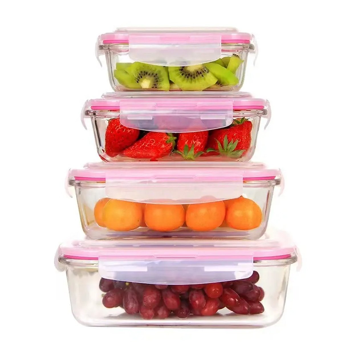 Rectangle Food Storage Containers Spice Organizer Custom Glass Container