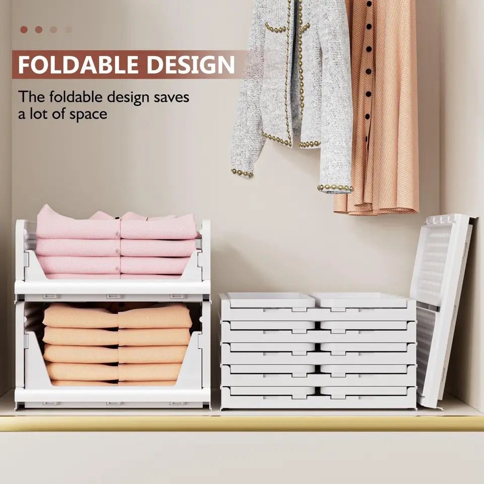 Plastic Stackable Storage Bins Pantry Foldable Bins Detachable Organizer Drawer Storage Box Collapsible Plastic Customized Logo