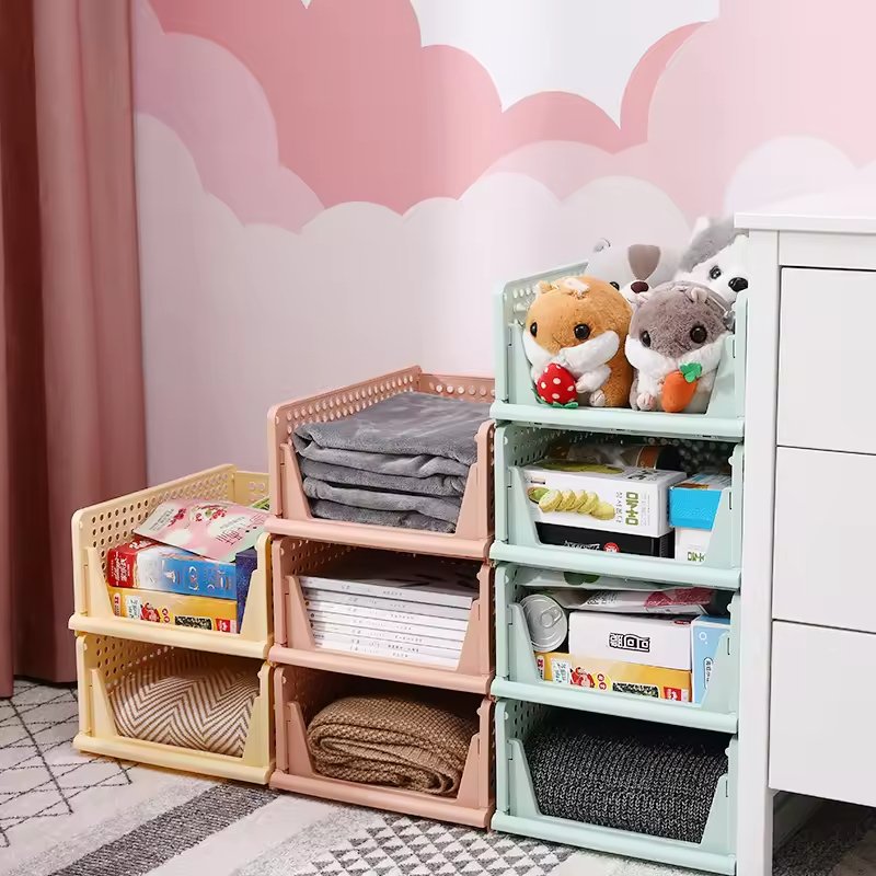 Plastic Stackable Storage Bins Pantry Foldable Bins Detachable Organizer Drawer Storage Box Collapsible Plastic Customized Logo