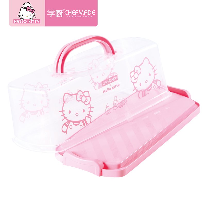 CHEFMADE KT7106 Portable Plastic Rectangular Food Storage Keeper Carrier Loaf Bread Box with Transparent Lid and Handle
