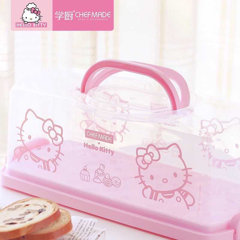 CHEFMADE KT7106 Portable Plastic Rectangular Food Storage Keeper Carrier Loaf Bread Box with Transparent Lid and Handle