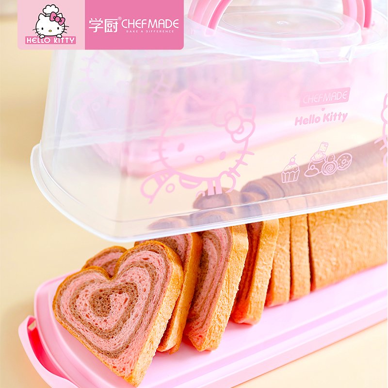 CHEFMADE KT7106 Portable Plastic Rectangular Food Storage Keeper Carrier Loaf Bread Box with Transparent Lid and Handle