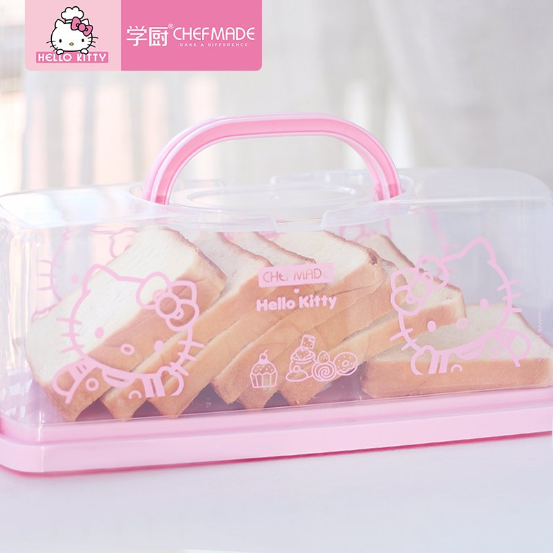 CHEFMADE KT7106 Portable Plastic Rectangular Food Storage Keeper Carrier Loaf Bread Box with Transparent Lid and Handle