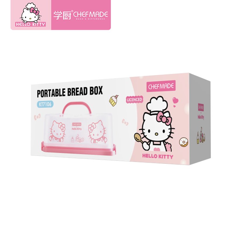 CHEFMADE KT7106 Portable Plastic Rectangular Food Storage Keeper Carrier Loaf Bread Box with Transparent Lid and Handle