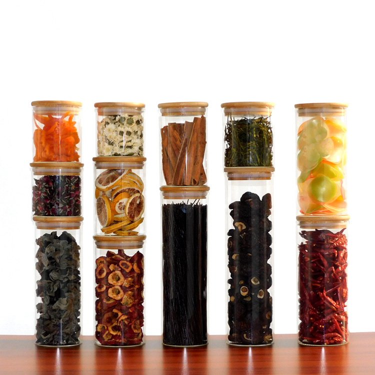 CHAPLIN Bamboo Wooden Lid Airtight Leakproof Kitchen Borosilicate Glass Jars For Food Storage With Bamboo Lids