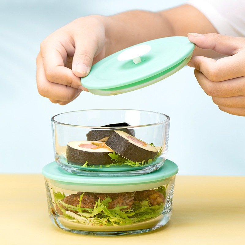 300ml 400ml Glassware Round Soda Lime Glass Container with Vented Lid Set Glass Containers for Food Storage