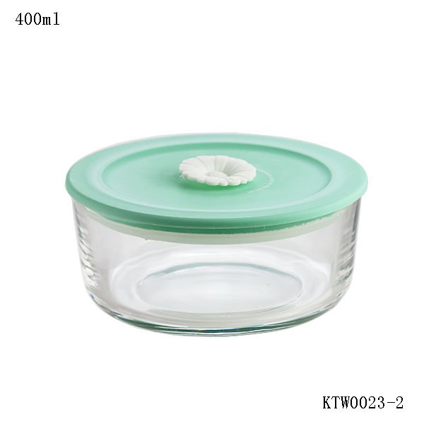 300ml 400ml Glassware Round Soda Lime Glass Container with Vented Lid Set Glass Containers for Food Storage
