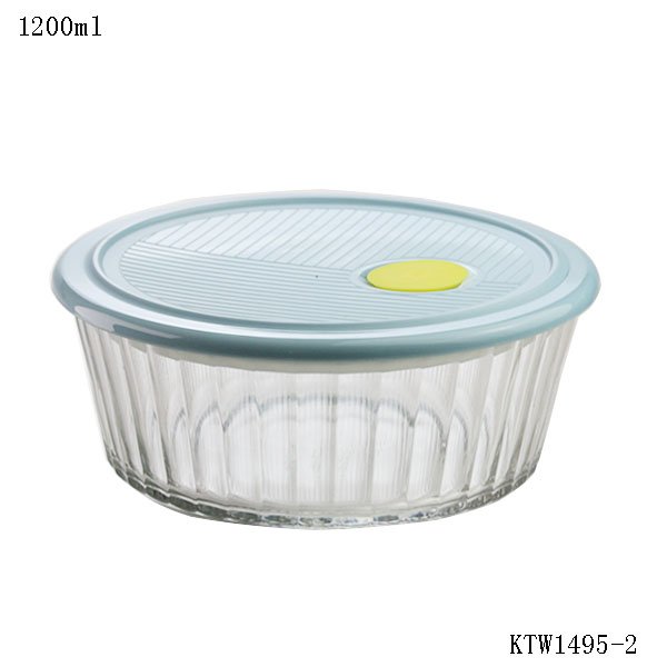 300ml 400ml Glassware Round Soda Lime Glass Container with Vented Lid Set Glass Containers for Food Storage