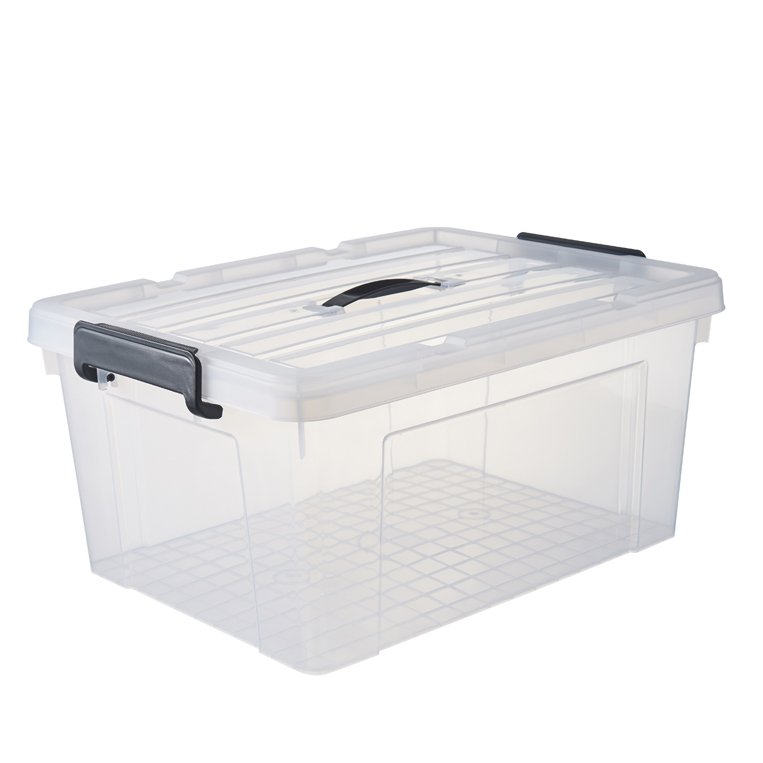 Portable 33l stackable clothes plastic storage box with handle and lid