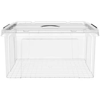 Portable 33l stackable clothes plastic storage box with handle and lid