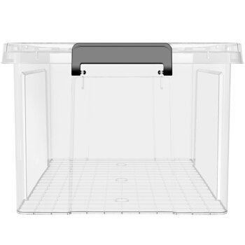 Portable 33l stackable clothes plastic storage box with handle and lid