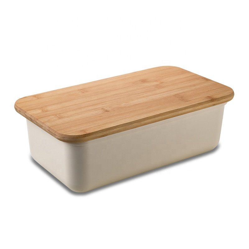 Wholesale Bread Box with Bamboo Lid Bread storage box plastic large toast storage box