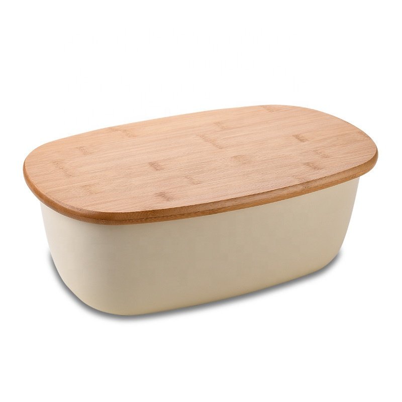 Wholesale Bread Box with Bamboo Lid Bread storage box plastic large toast storage box