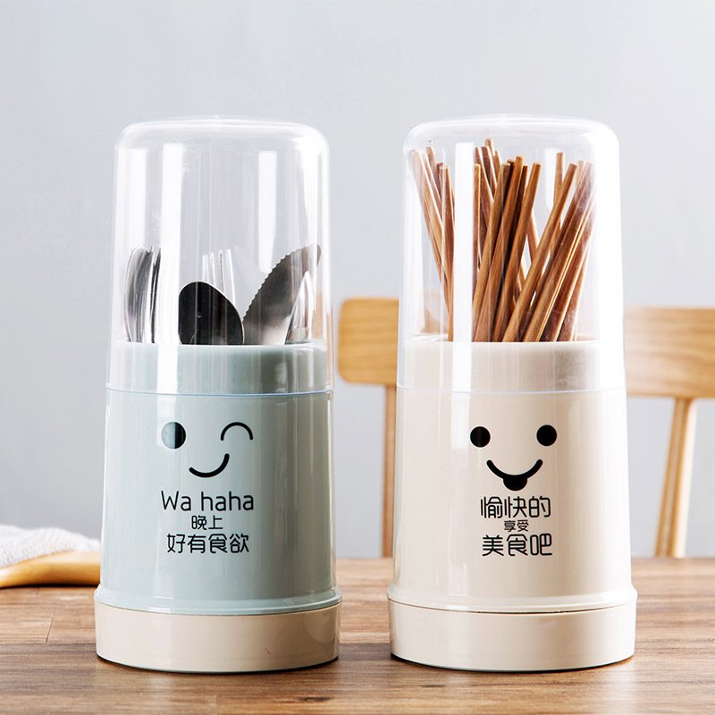 Plastic Drain Holder Soup Spoon Chopsticks Cage With Dust-proof Lid multipurpose storage holder kitchen tableware storage box
