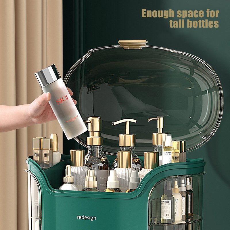 Dustproof Fashion Big Capacity Cosmetic Organizer Storage Box Modern Plastic Desktop Makeup Jewelry Skincare Organizer