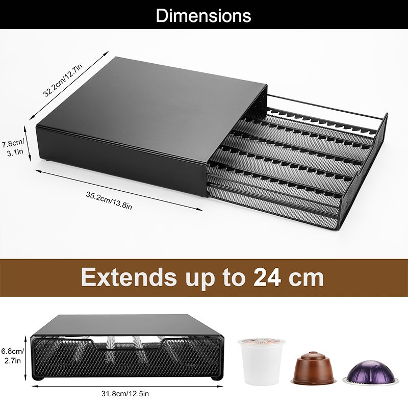 45 Pods Metal Nespresso Vertuo Capsules K Cup Coffee Capsule Holder Drawer Rack Display Stand