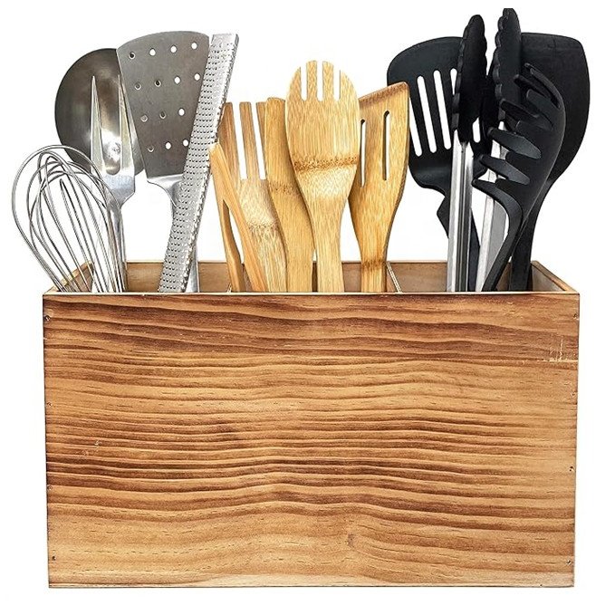 Cutlery Storage Box Rack Wooden Cutlery Holder Kitchen Accessories Kitchen Organizer Rustic Large Wooden Multifunction Wood