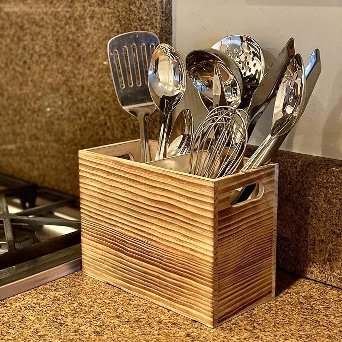 Cutlery Storage Box Rack Wooden Cutlery Holder Kitchen Accessories Kitchen Organizer Rustic Large Wooden Multifunction Wood