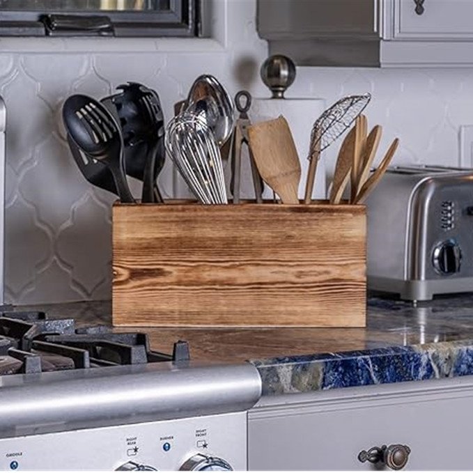 Cutlery Storage Box Rack Wooden Cutlery Holder Kitchen Accessories Kitchen Organizer Rustic Large Wooden Multifunction Wood