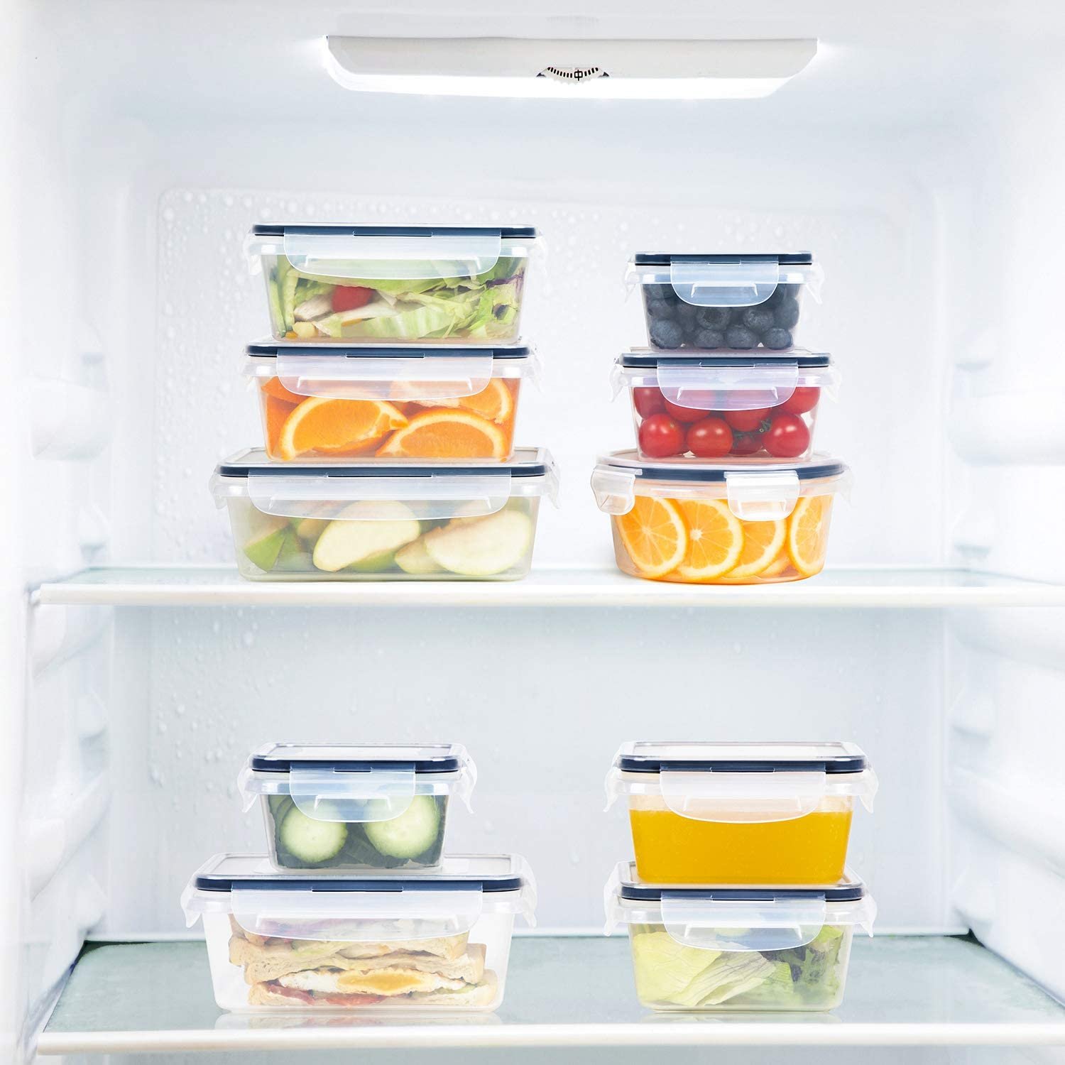 16 pc Set Kitchen Plastic Food Storage Container with Easy Snap Lids