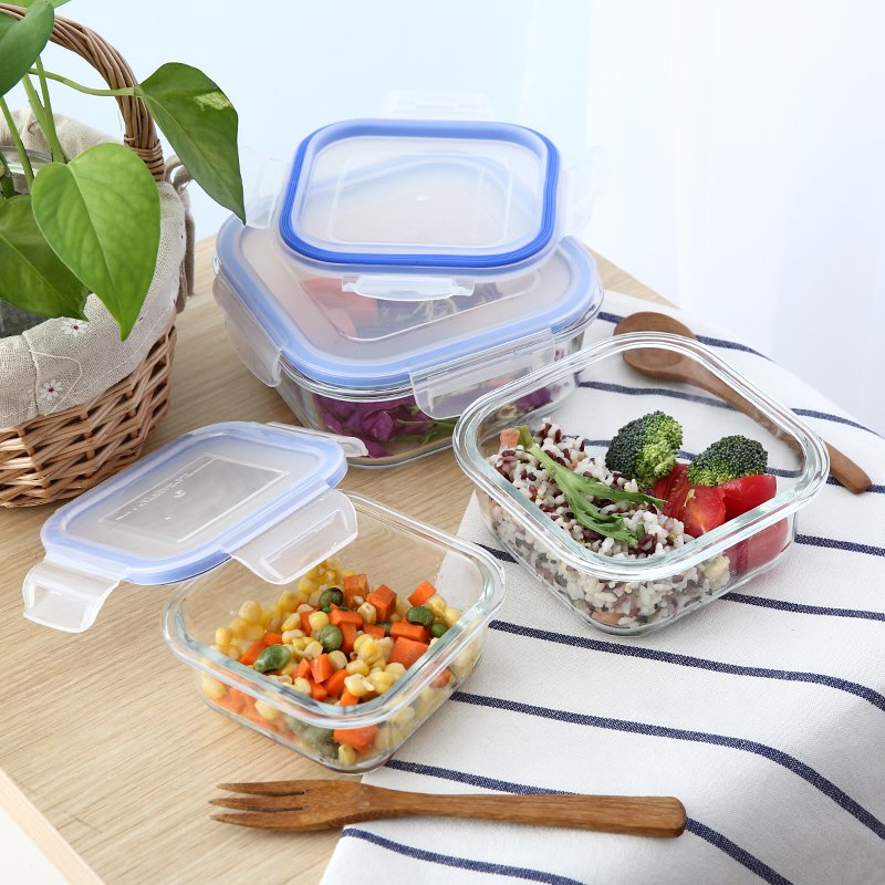 Professional meal prep container with lock lid ovenproof glass food storage