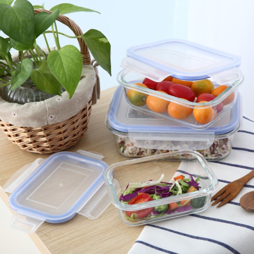 Professional meal prep container with lock lid ovenproof glass food storage