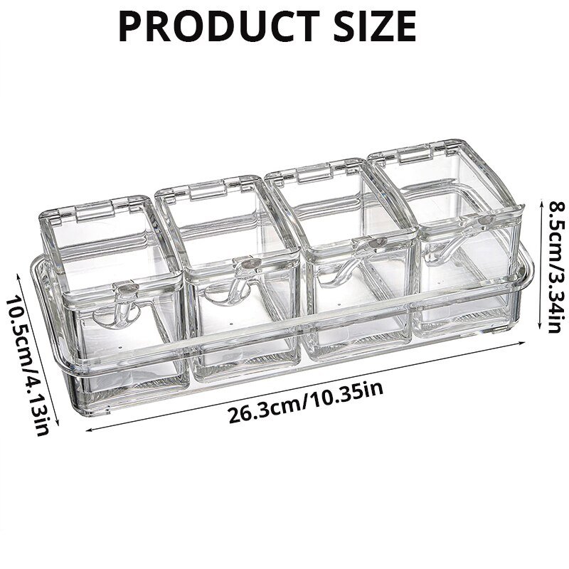 4 Pieces Kitchen Seasoning Box Storage Container Condiment Jars Acrylic Storage Bottles & Jars Cover Plastic CLASSIC Sustainable