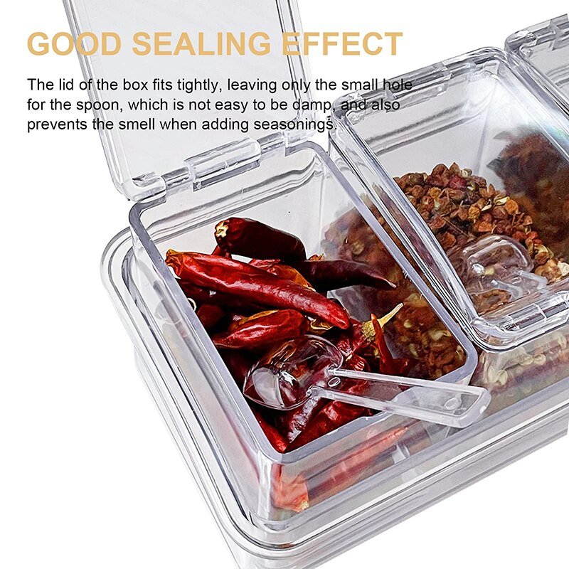 4 Pieces Kitchen Seasoning Box Storage Container Condiment Jars Acrylic Storage Bottles & Jars Cover Plastic CLASSIC Sustainable