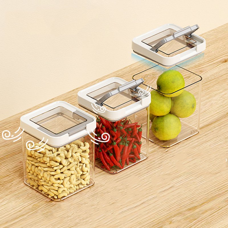 Clear Food Storage Jars with Lock Lids Refillable Kitchen Storage Containers for Dry Food Sugar Flour Cereal Canister
