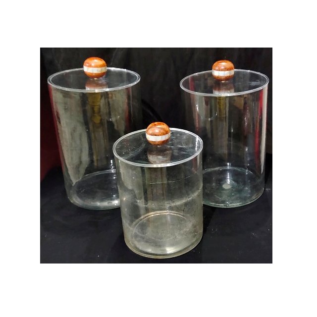 Clear Glass Spice Jar With Acrylic Lid And Wood Accent Kitchen Food Storage Container For Coffee Bean Loose Tea Spice