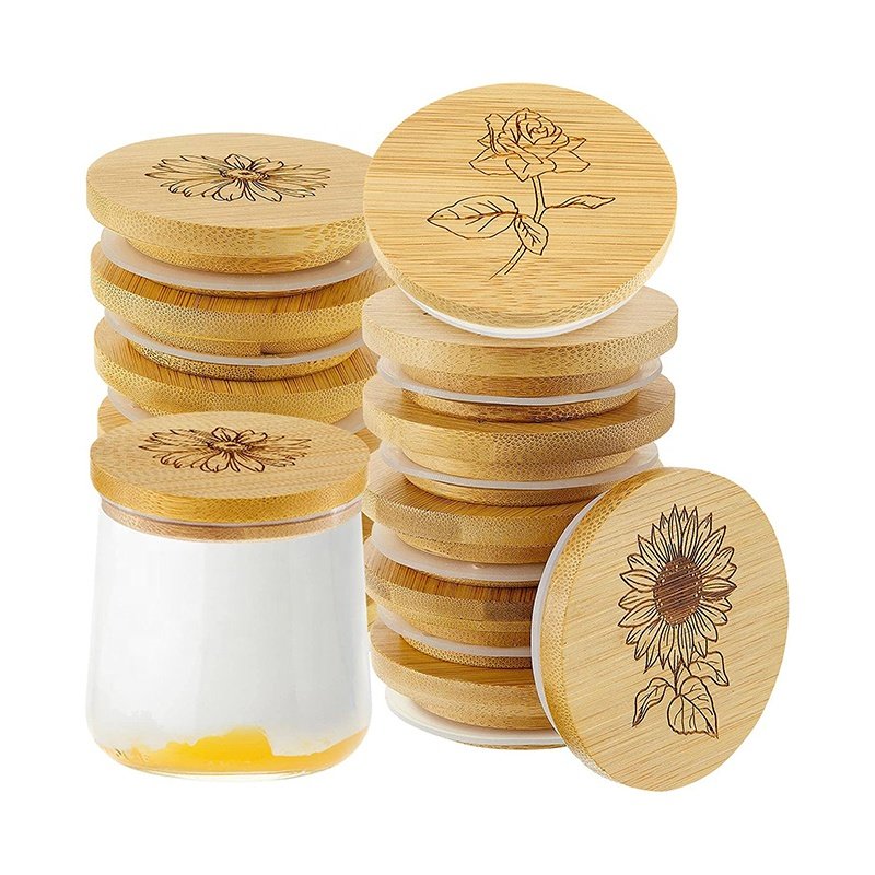 BSCI Factory Kitchen Food Storage Container Lid Custom Wooden Lid For Glass Jars Bamboo Lids
