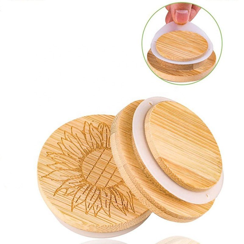 BSCI Factory Kitchen Food Storage Container Lid Custom Wooden Lid For Glass Jars Bamboo Lids