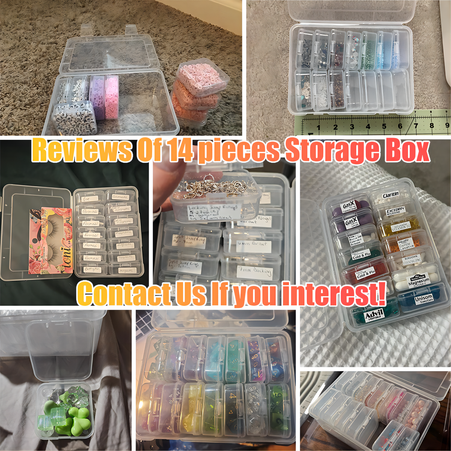 Small Bead Organizers 15 Pieces Plastic Storage Cases Mini Clear Bead Storage Containers Transparent Boxes with Hinged Lid