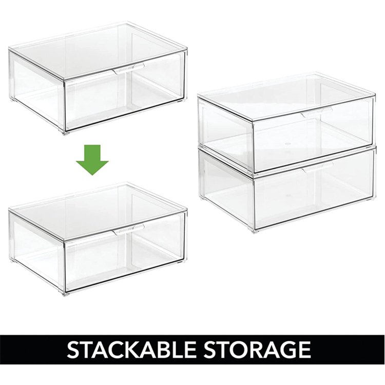 Plastic Stackable Kitchen Storage Box with Pull/Storage Refrigerator Organizer Food Storage & Container