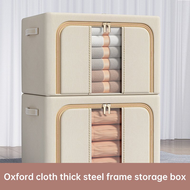 Upgraded Large Oxford Fabric Storage Box Quilt Bag Closet Organizer with Window Folding Clothes Storage Bins