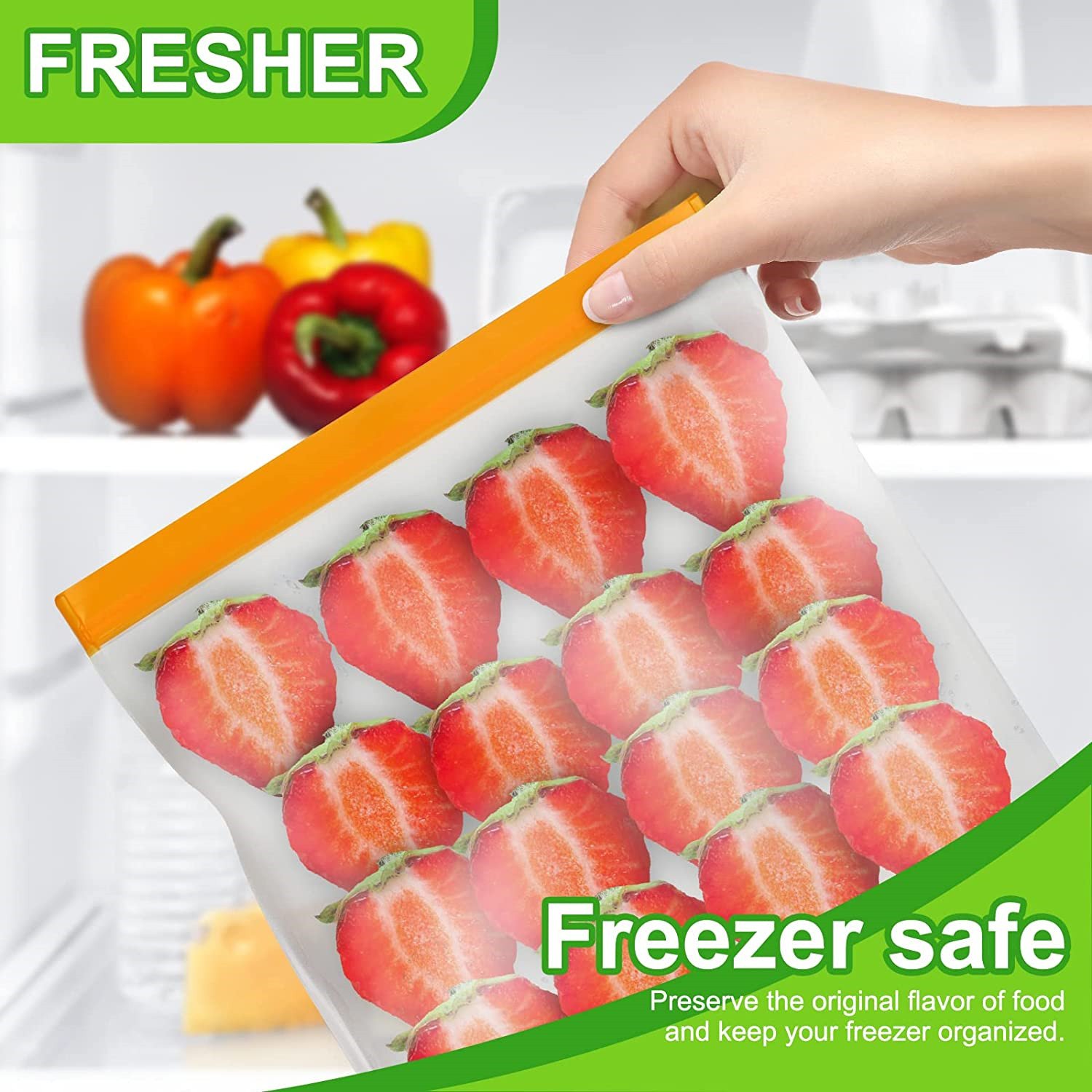 Reusable PEVA BPA Free Food Bag Freezer Stand Up Food Storage Bag Silicone Waterproof Top Kitchen Organizer Fresh Shut Bags
