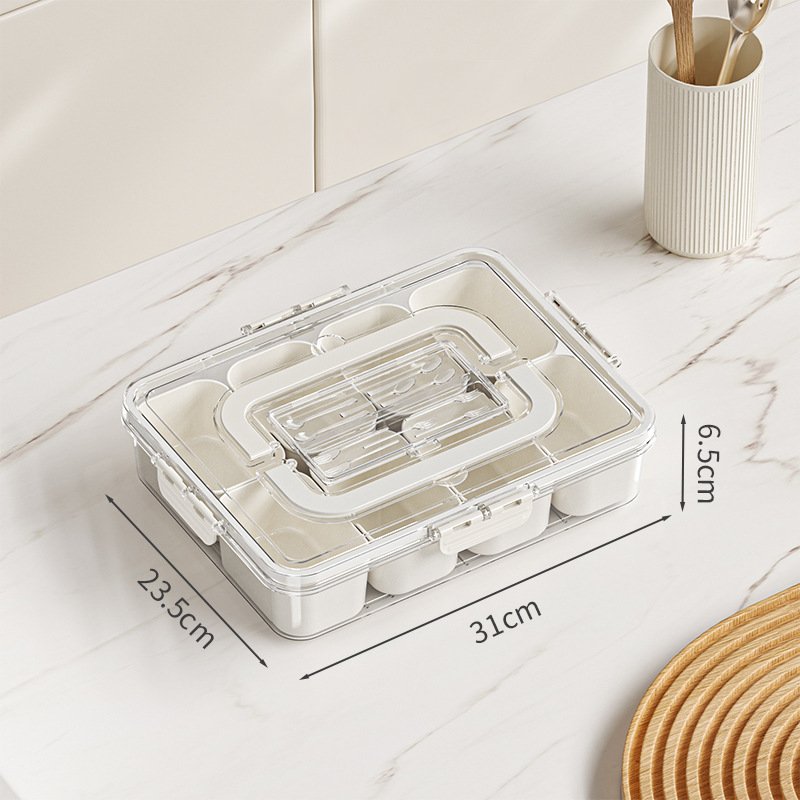 Kitchen Plastic Spice Snackle Storage Box With Divider Plastic Divided Serving Veggie Tray With Lid