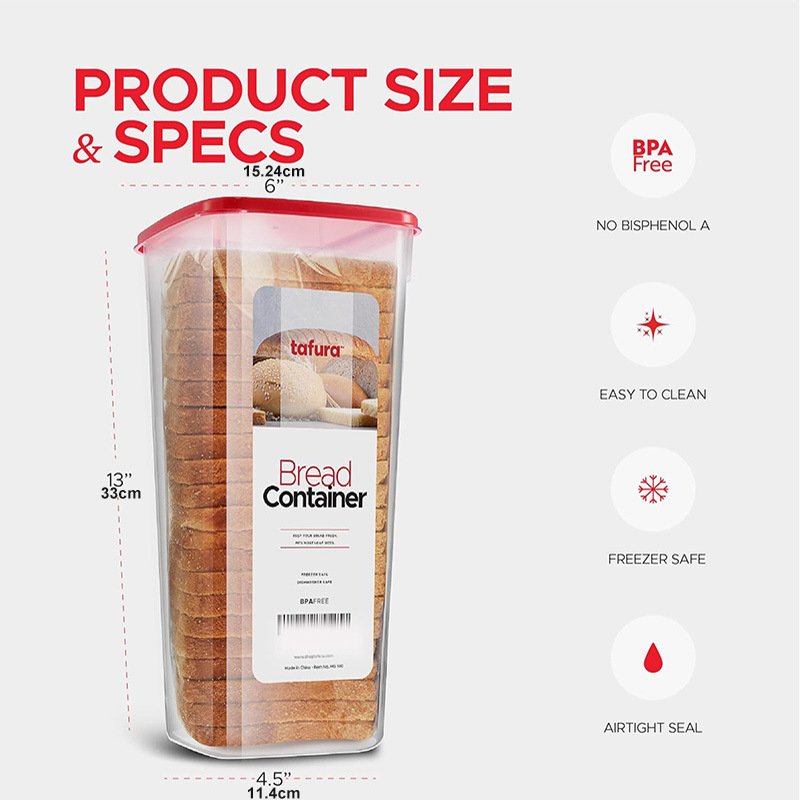 Hot Sale Single-Layer Square Plastic Food Container Resealable Bread Toast Fresh - Keeping Sealed Cans for Food Storage
