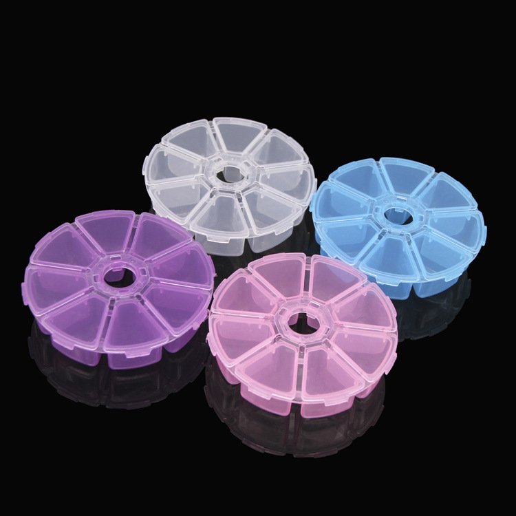 Jewelry Storage Box Material Round small 8 Grid Screw Parts Plastic Storage Box Jewelry Diy Nail Earring Electronic Components