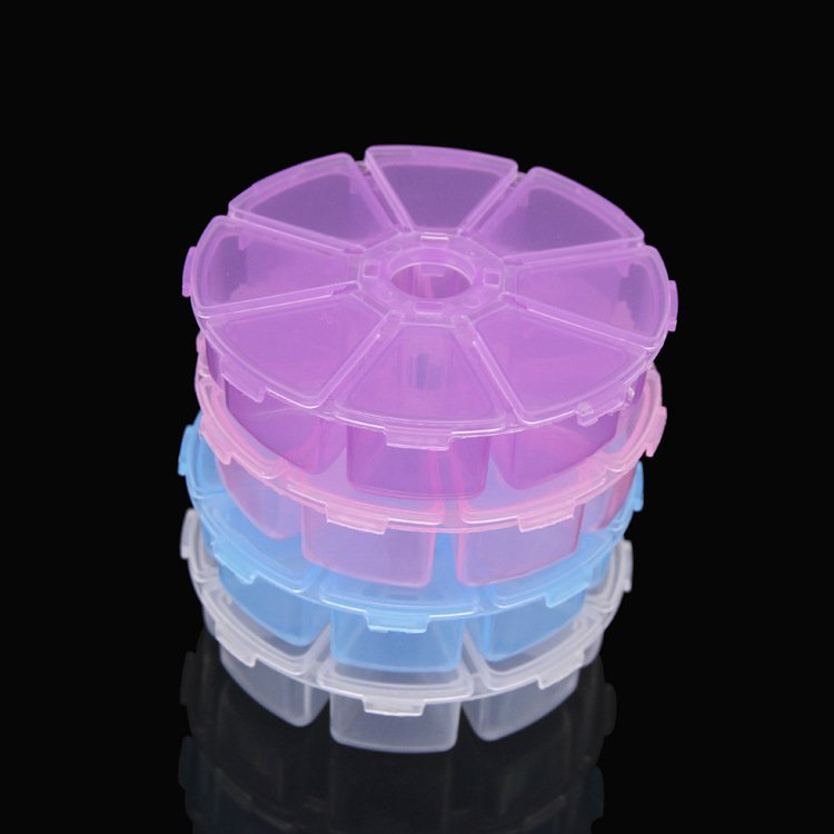 Jewelry Storage Box Material Round small 8 Grid Screw Parts Plastic Storage Box Jewelry Diy Nail Earring Electronic Components