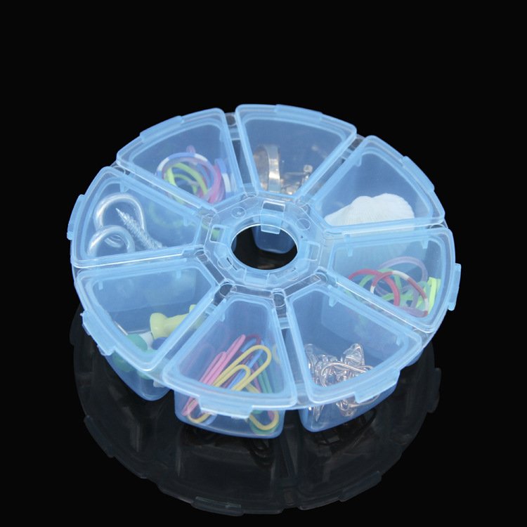 Jewelry Storage Box Material Round small 8 Grid Screw Parts Plastic Storage Box Jewelry Diy Nail Earring Electronic Components