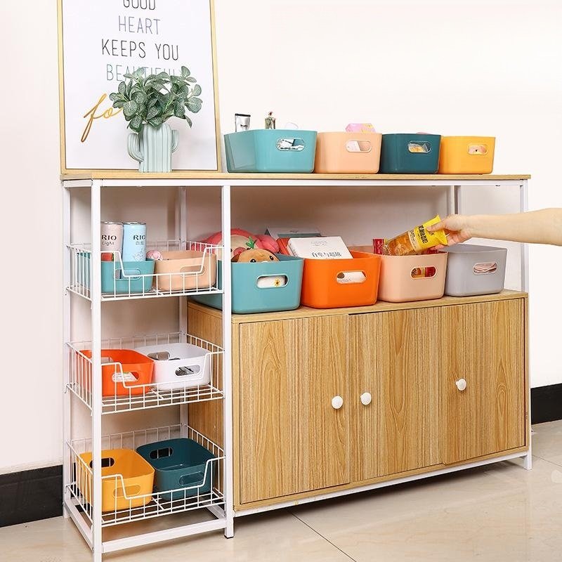 Cheap square desktop storage box cosmetics drawer rectangular sorting box sundries snack storage basket kitchen storage basket