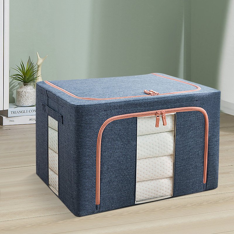 Justop Foldable Cotton Linen Storage Box Home Storage Front Single Window Living Box