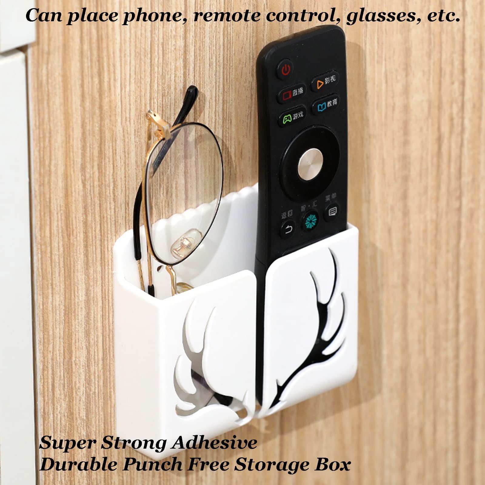 TV mobile remote control storage box Bedroom perforation-free wall hanging box wall storage shelf