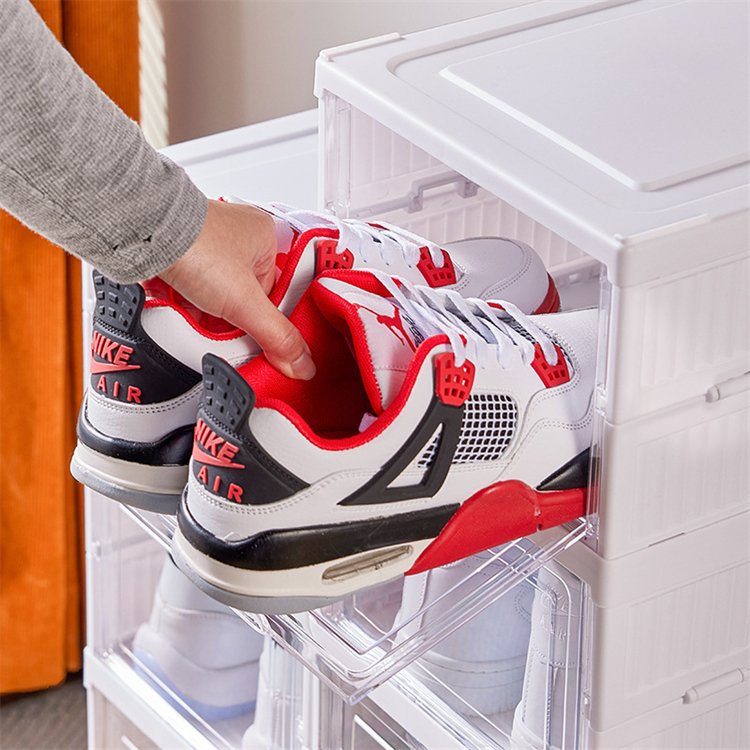 Free Installation 6-Tier Foldable Plastic Shoe Rack Organizer Container Stackable Folding Shoe Storage Box