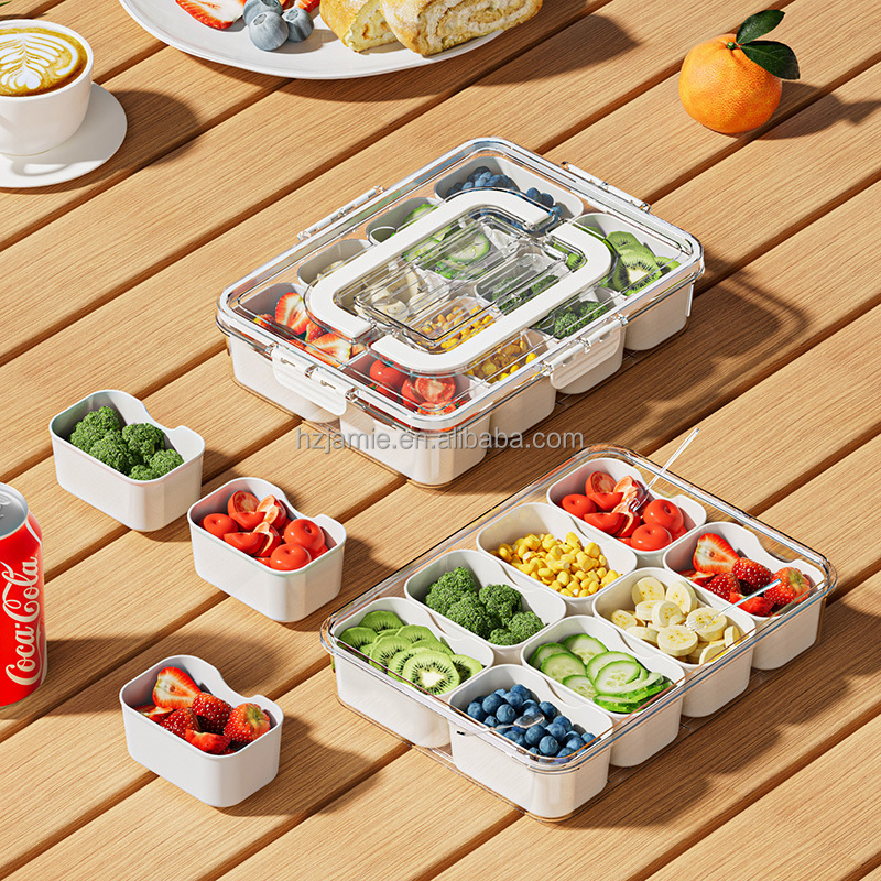 8 Divided Serving Tray with Lid and Handle Knives and Forks