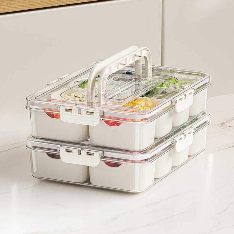 8 Divided Serving Tray with Lid and Handle Knives and Forks