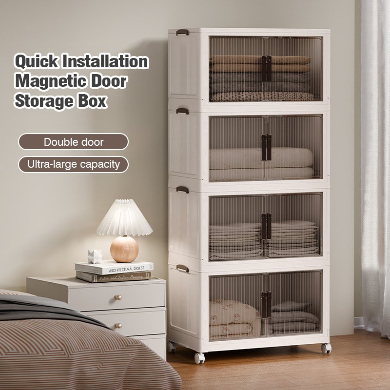 Collapsible Plastic Foldable Cupboard Cabinet High Quality Storage Container Baby Toys Snacks Storage Cabinet
