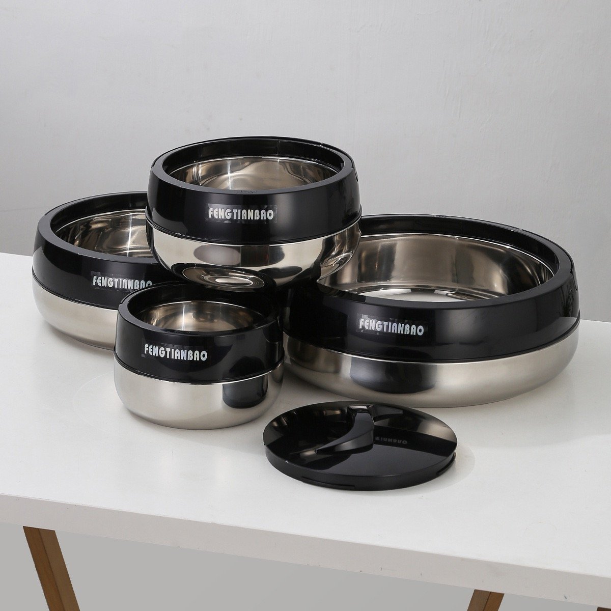 4PCS African Large Food Storage Container Household Hot Pot Thermo Insulated Casserole Set Buffet Food Warmer Display Bowls Set